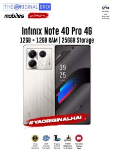 Infinix Note 40 Pro 4G - 12GB RAM - 256GB Storage - PTA Approved - 12 Months Warranty - Grey - The Original Bro Mobiles - TOB35